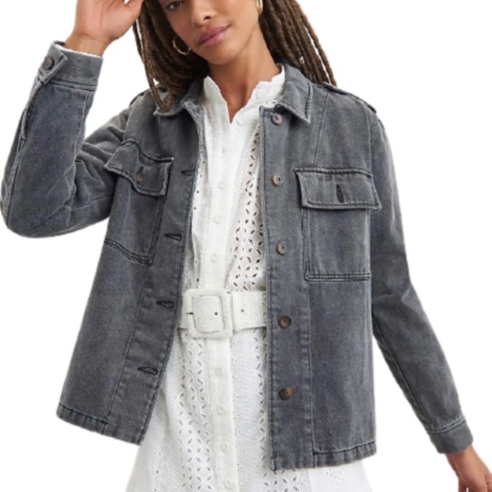 Anthropologie Dear John Gray Denim Jacket